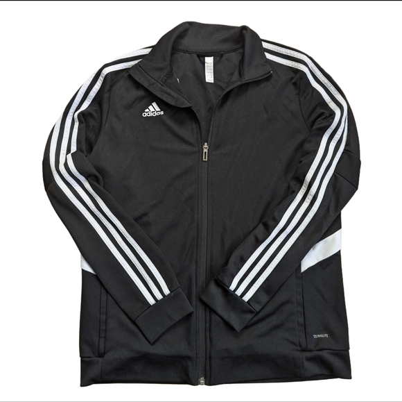 adidas Other - Adidas Climalite Classic 3 Stripe Full Zip Black Lightweight Running Jacket L